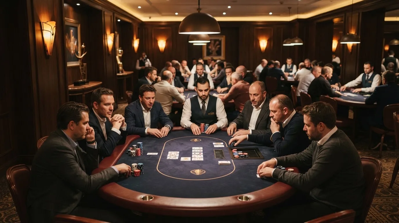 Sala de poker del Casino Barcelona con mesas de cash game y el ambiente de una sesión presencial