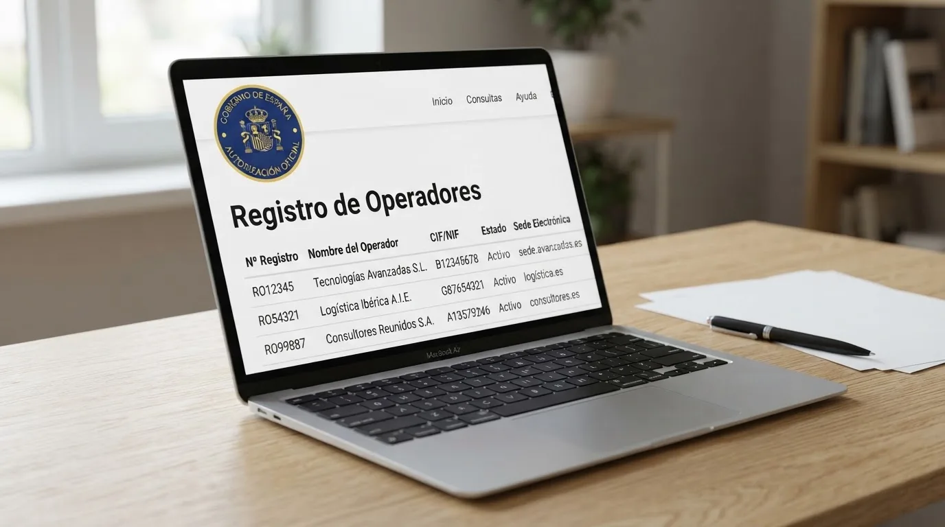 Pantalla del registro oficial de operadores de la DGOJ con el dominio .es visible y el sello de autorización
