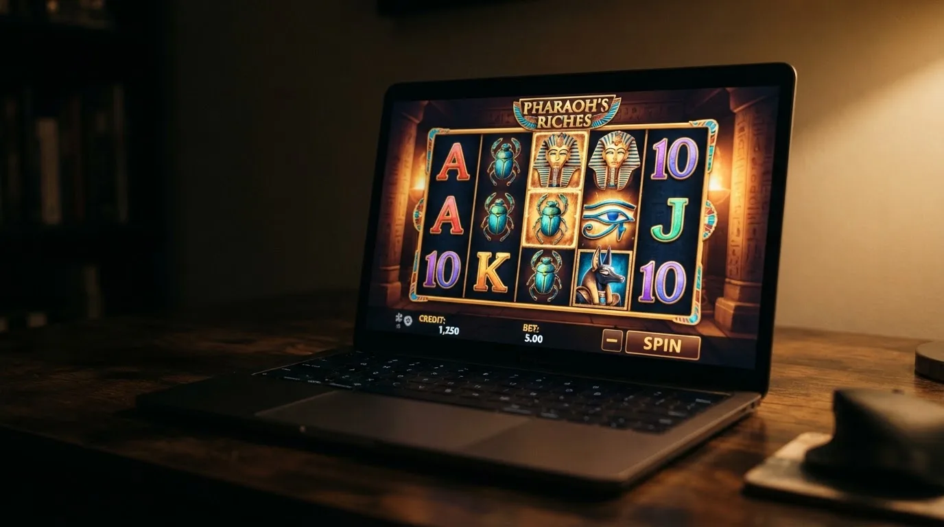 Interfaz de la tragaperras Book of Dead de Play'n GO, la más utilizada en giros gratis sin depósito en España